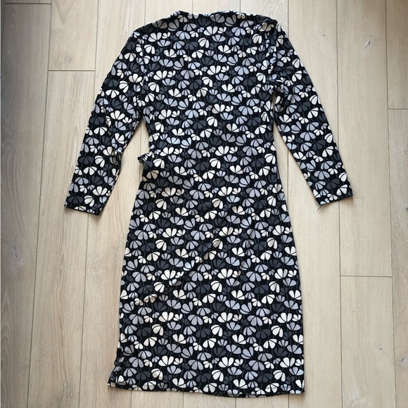 Anne Klein Faux Wrap Floral Print 3/4 Sleeve Dress in Black & White Size S - Picture 10 of 11